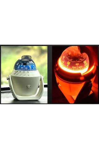 Marin Beyaz Işıklı Pusula 12v Tekne Yat Navigasyon