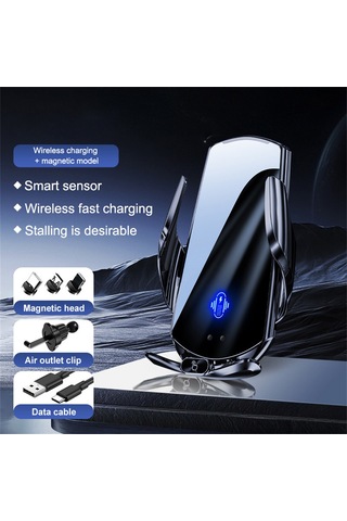Q15 Araç Hava Firar Dağı Manyetik Kablosuz Şarj Standı Telefon Tutucu Siyah