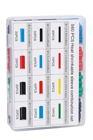 Termaltech 560 Parça Isı Ile Daralan Makaron Seti - Kablo Yalıtım Ve Tamir Kiti 5 Renk / 12 Boyut