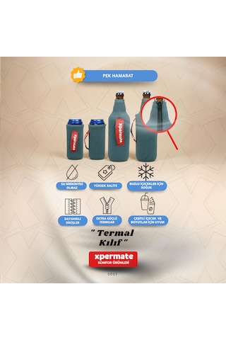 Xpermate Termal İçecek Kılıfı Sıcak & Soğuk Tutan Şişe Bira Termal Kılıf 0,5l Gri