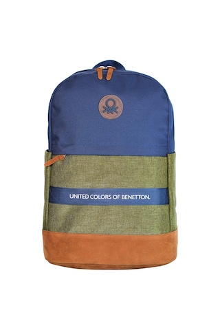 United Colors Of Benetton Üç Bölmeli Retro Erkek Çocuk Sırt Çantası - Lacivert Yeşil - Günlük Okul Seyahat Çok Renkli