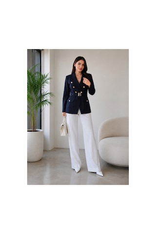 Gül&can Butik Kadın Lacivert Kemer Detaylı Blazer Ceket Lacivert
