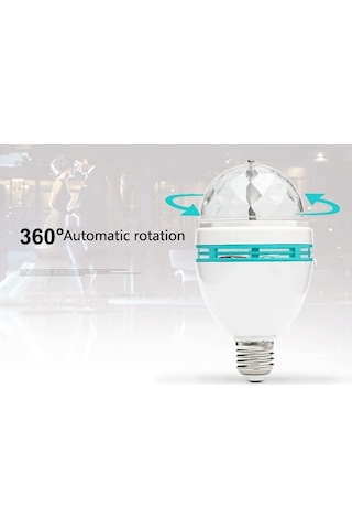 Hareketli 360 Derece Dönen Led Disko Ampul Çok Renkli