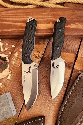 Outdoor Piknik Kamp Bıçağı Bıçak Kılıflı Mutfak Bıçağı Çakısı 005 Kahverengi - Siyah