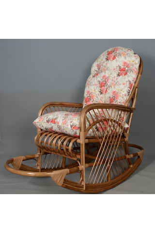 Sallanan Koltuk Sandalye Minderi Akdağ Bambu Kırmızı Çiçekli