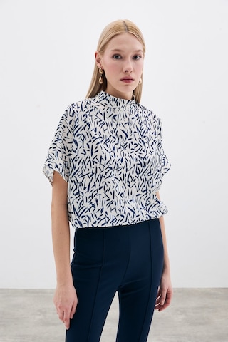 Sateen Yarasa Kol Desenli Bluz - Lacivert-135741 Lacivert