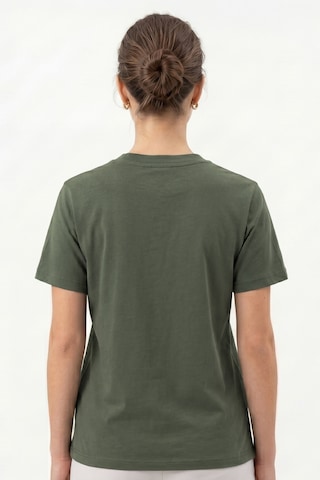 Goffra Kadın Vision V Yaka Premium Kalite Yoğun Dokulu Pamuklu T-shirt Haki W102-r0220-06