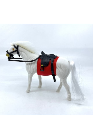 Livery Stable - Süvari Eyerli Beyaz Oyuncak At