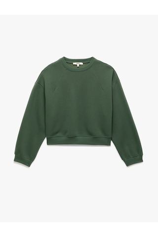 Koton Regular Fit Üç İplik Uzun Kollu Bisiklet Yaka Basic Sweatshirt Yeşil 6wak10033ek Yeşil