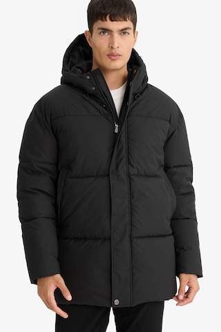 Defacto Su İtici Regular Fit Kapüşonlu Cepli Astarlı Rüzgar Geçirmez Fermuarlı Dolgulu Parka F3815AX25WN Siyah