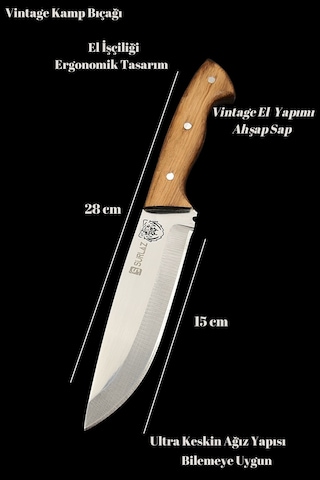 Sürlaz Outdoor Bıçak Aslan El Yapımı Kılıf Hediye Şef Bıçak Kahverengi