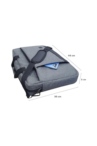 Gbmotion 3 Bölmeli Evrak Laptop El Omuz Çantası 17,3 İnç Gri