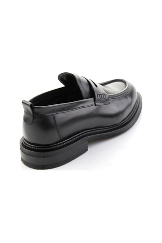 Bambi Siyah Antik Hakiki Deri Erkek Loafer Ayakkabı E01600301341