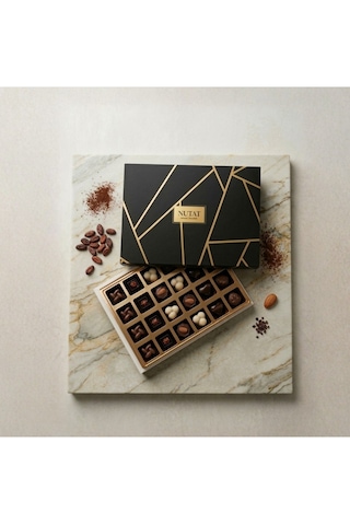 Nutat 300g Spesiyal Hediye Çikolatası - Dubai Çikolatalı & Karışık Dolgulu Gurme Seçki/gold Siyah