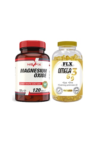 Nevfix Magnesium Oxide 120 Tablet & Flx Omega 3-6-9 90 Tablet