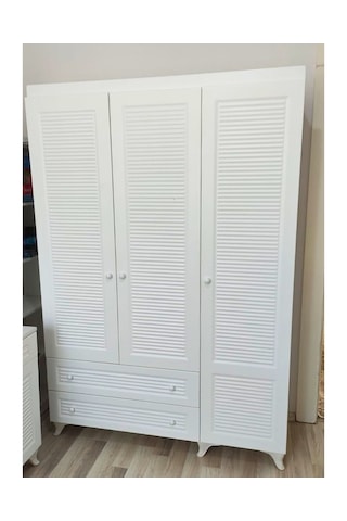 3 Kapaklı Beyaz Panjur Mdf Dolap Şık, Dayanıklı Ve Geniş Depola