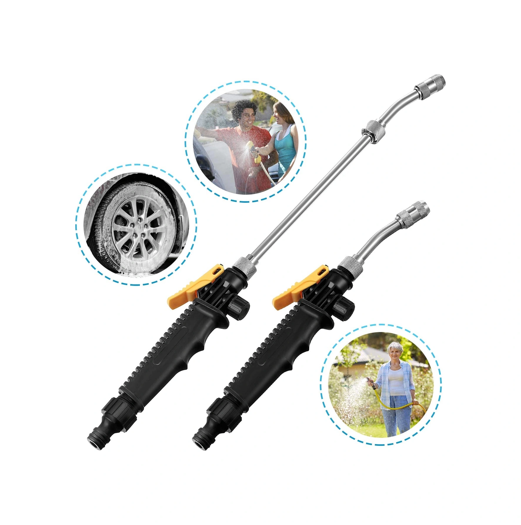 Bahçe Sulama Araç Oto Yıkama Temizlik Tazyikli Su Püskürtme Yüksek Basınçlı Hortum Ucu Aparatı 50 Cm