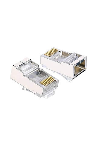 Koodmax - 50 Adet - 3u" Gold Plated Stp Cat5e Rj45 Metal Konnektör - 8p8c Ethernet Kablo Ucu Jack