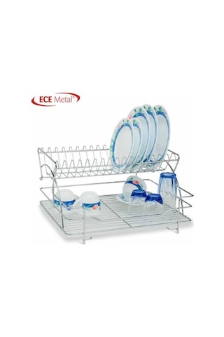 Ece Metal Deluxe Bulaşık Sepeti 2 Katlı Paslanmaz Bulaşık Sepeti