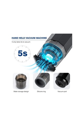 Bosphorusboutique02 Yunboo El Fırçası Vakum Makinesi - 1200mah Pil, 55-65kpa, Usb Şarj, Abs Kasa, Tek Tıklama, Siyah Siyah