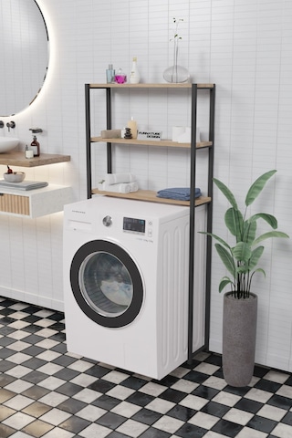 Çamaşır Makinesi Üstü Düzenleyici Raf Banyo Dolabı Rafı Çam