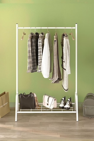 Bofigo Konfeksiyon Askısı Ayaklı Askılık Elbise Askılığı Raflı Askılık Venüs Beyaz