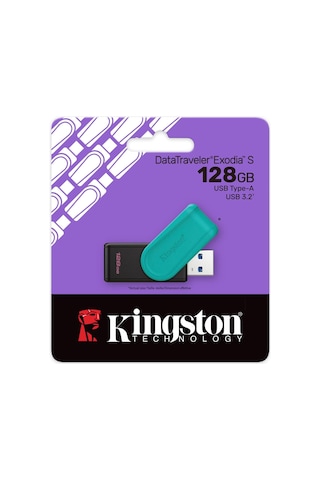 Lexroo Datatraveler Exodia S Usb Bellek - 128gb - Usb 3.2 Gen 1 - Usb Tip A - Siyah/turkuaz