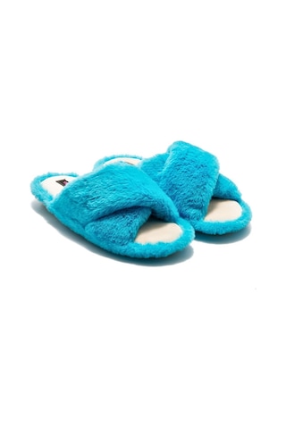 Twigy Çapraz Peluş Kadın Ev Terliği Mavi 36/41 CC0185 Mavi