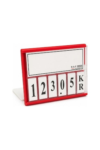 5 Adet - Fiyat Kasetlik Manav Kasap Şarküteri Etiketi Rakamlı Fiyatlık Ayaklı Küçük Boy 77x62 Mm Kırmızı
