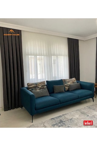 Brillant Marka Tül Perde Düz Etek Kurşunlu - Modern House -