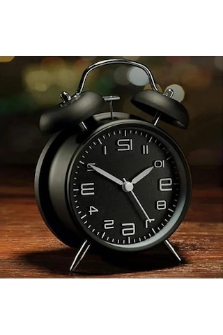 Yüksek Zil Sesine Sahip Sessiz Alarm Masa Çalar Saat, Büyük Boy, Siyah 07 Beyaz