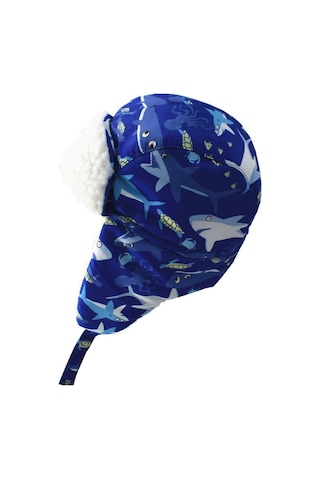 Su Geçirmez Erkek Çocuk Kar Bere Eldiven Set 2-4 Yas Kayak Snowboard Bere Eldiven Mavi Shark Mavi