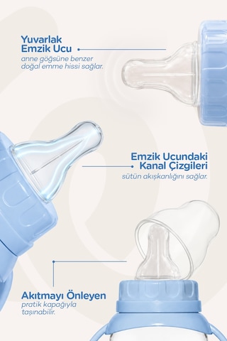 Wee Baby Klasik Kulplu PP Biberon 150 ML Mavi