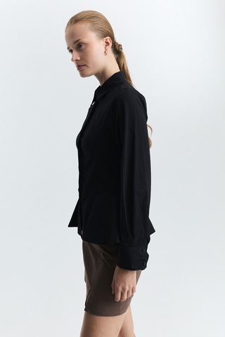 Antioch Peplum Poplin Gömlek Siyah