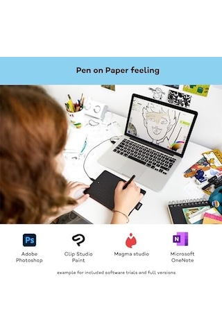 Wacom One Ctl-472-n Creative Pen Çizim Tableti, Usb, 3600 W, Baskıya Duyarlı Kalem, Siyah