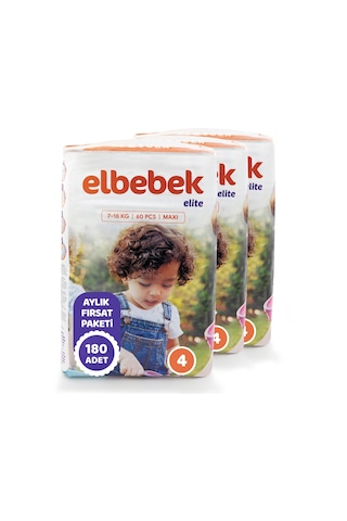 Elbebek Elite Bebek Bezi 4 Numara Maxi Fırsat Paketi 180 Adet 3'lü