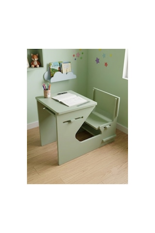 Ergonomik Ahşap Çocuk Çalışma Masası Ve Sandalyesi Seti, Aktivite, Oyun Ve Okuma Masası Seti, Montessori Ahşap Çocuk Aktivite Masası Ve Sandalyesi Yeşil
