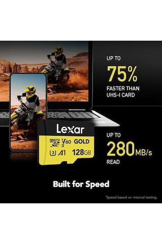 Lexar Professional Gold V60 280 MB 128 GB UHS-II Micro SD Hafıza Kartı