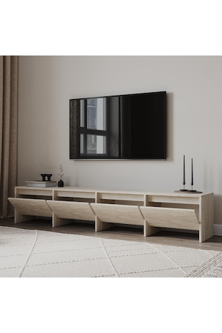 Laris 180 cm Tv Ünitesi – 4 Kapaklı, Traverten Desenli