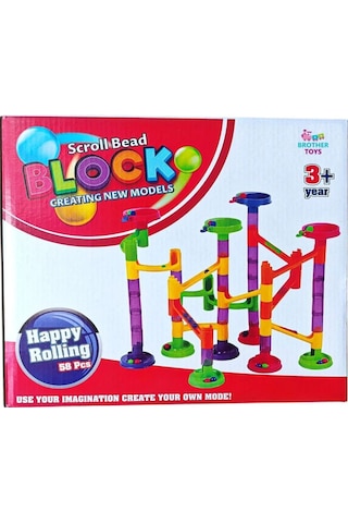 Scroll Bead Blok Top Yuvarlama Oyunu 58 Parça Eğitici Zeka Oyuncağı Marble Run Seti 3+ Yaş