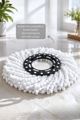 2'li Mikrofiber Mop Yedek Başlığı 26 Cm Döner Mop Uyumlu