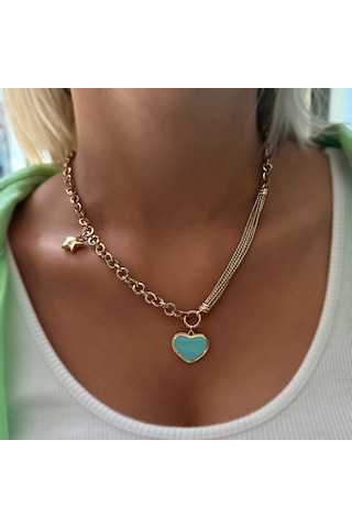 14k Altın Cetaş Eterna Heart&star Kolye