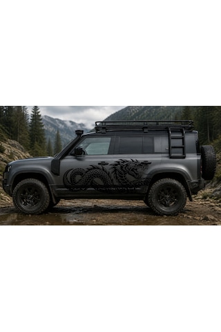 Ejderha Dragon Sticker - Araba Oto Motosiklet Karavan Sticker - 00237 60X27 Cm-Siyah