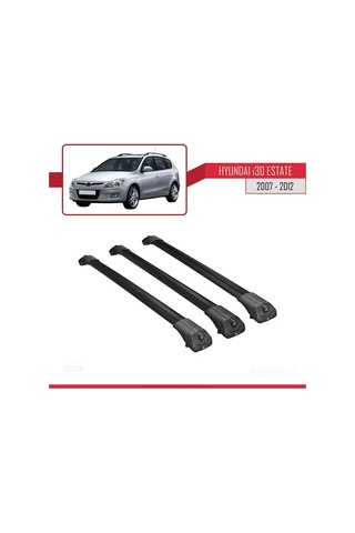 Hyundai İ30 Estate 2007-2012 Arası İle Uyumlu Ace-1 Ara Atkı Tavan Barı Siyah 3 Adet Bar