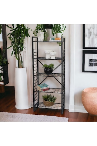 Metal Kitaplık Mutfak Rafı Malzeme Dolabı 5 Raflı Düzenleyici