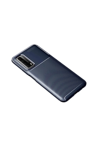 Newface Huawei P Smart 2021 Kılıf Auto Focus Karbon Kapak - Lacivert Belirtilmemiş
