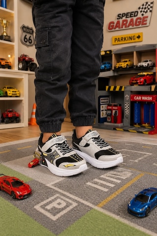Mini Bonito Erkek Çocuk Ortopedik Garaj Tabanlı Spor Ayakkabı Çift Metal Arabalı Tasarım Gri