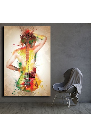 Kanvas Tablo Gitarlı Kadın
