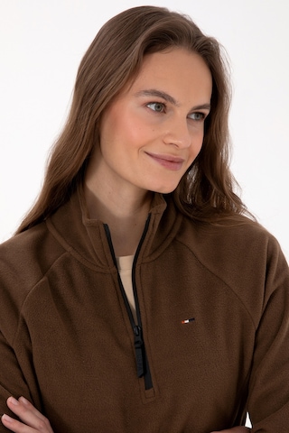 U.S. Polo Assn. Kadın Kahverengi Fermuarlı Dik Yaka Polar Sweatshirt 50316714-VR029