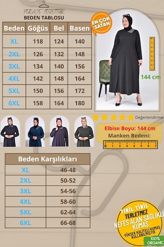 Ferace Kadin Buyuk Beden Ay Yaka Anne Elbise Uzun Tesettur 001